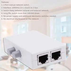 Mini 2 Port RJ45 Network Ethernet Network Box Switcher Dual Port Manual Sharing Switch Adapter HUB