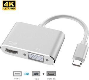 To HDMI 4K 30 Hz VGA Adapter USB 3.1 Type C USB-C to VGA HDMI Video Converters Adaptor for New Macbook Pro/ Chromebook Pix