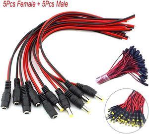 10pcs 12V DC Power Pigtail Male Cable For TV Security Power Female+Male Plug Connector Cable For LED Lighting 5.5 X 2.1mm