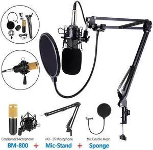 Studio Condenser Microphone Set V8 Sound Card Professional Recording Live Streaming Desktop Microphone Kits for Computer
