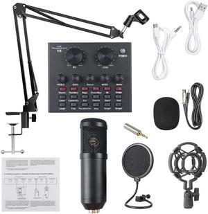Live Sound Card Microphone Set Voice Changer Multifunctional USB Audio Interface Intelligent Volume Mic for Live Broadcast