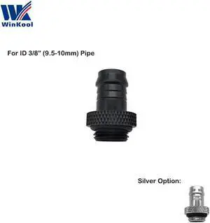3/8" ID (9.5-10mm) Soft Tubing Pipe Barb Fittings Nozzle with G1/4" thread Silver Black
