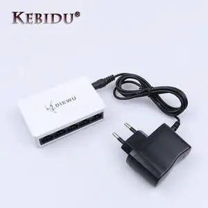 10/100Mbps Mini Fast Ethernet LAN RJ45 Network Switch 5 Ports Switcher Hub Desktop PC US/EU Adapter For PC Laptop Webcam