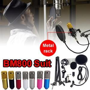 Microphone Condenser Sound Recording Microphon for Radio Braodcasting KTV Karaoke Mic USB Sound Card Microphone Set