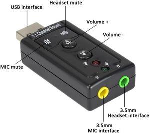 USB 2.0 Sound Card Virtual 7.1 Channel Audio Mic Speaker Adapter Microphone Stereo 3.5mm Jack Headset Sound Card