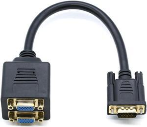 Coming VGA Splitter Cable of Male to Dual Female Converter Monitor Adapter Y Video Cable Gold Plated for Laptop PC