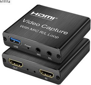 4K HDMI Video Capture Card 1080p Board Game Capture Card USB 2.0 Recorder Box Device for Live Streaming Video Recording Loop Out