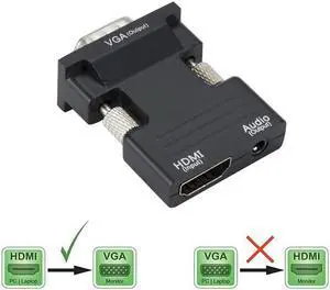 Female to VGA Male Converter with Audio Adapter Support 1080P Signal Output for Multimedia  PC Laptop TV Monitor Projector