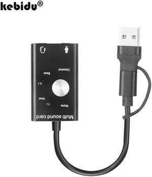 Portable 5.1 / 7.1 USB External Sound Card Type-C to 3.5mm Jack Microphone Earphone 3D Audio For Windows Mac Linux