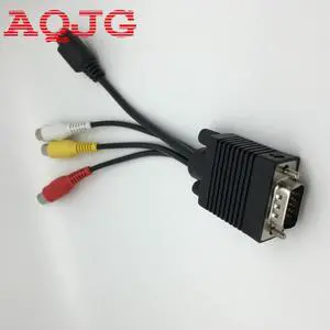 1pc 3 RCA Female Converter Cable VGA to Video TV Out S-Video AV Adapter  VGA Male to Rca female Wholesale