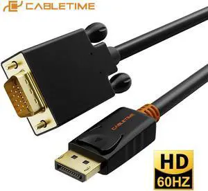 2020 New DisplayPort To VGA Cable DP To VGA Converter Displayport Cable Gold for Projector laptop iMac HDTV C075
