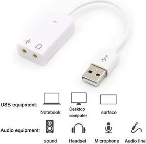 7.1 3D External Sound Card USB 2.0 Audio Adapter to Jack 3.5mm Earphone Sound Card for Laptop Notebook PC