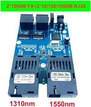 10/100/1000M Gigabit Ethernet switch Ethernet Fiber Optical Media Converter Single Mode 2 RJ45 UTP and 2 SC fiber Port Board PCB