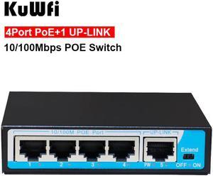 10/100Mbps Mini 4 POE Port+1 Uplink POE Switch Fast Ethernet Network Switch Full/Half duplex exchange AC Power Adapter