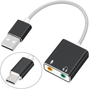 USB Sound Card Type C / USB to 3.5mm Jack USB Audio Adapter Earphone Micphone for Macbook Computer Laptop PC