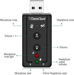Sound Card 7.1 Channel  External Sound Card  to Jack 3.5mm Headphone Audio Adapter Micphone Sound Card For Mac Android