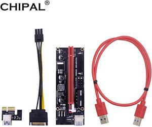 Dual LED VER009S PCI-E Riser Card 009S PCI Express 1X to 16X 0.6M USB 3.0 Cable 6Pin Power for Bitcoin Miner Mining
