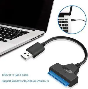 2.0 to SATA 22pin Adapter Converter Cable for 2.5in HDD SSD Hard Drives