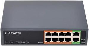 V2.0 104W 8 Port Poe Plus 2 Uplink with Extender Function IEEE802.3Af/At Network Poe Switch(EU Plug)