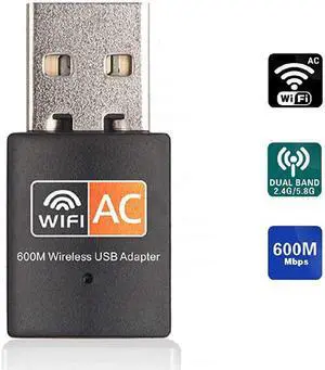 USB WiFi Adapter 2.4GHz 5GHz 600Mbps WiFi Antenna Dongle 802.11b/n/g/ac USB Ethernet Wireless Computer Network Card Receiver