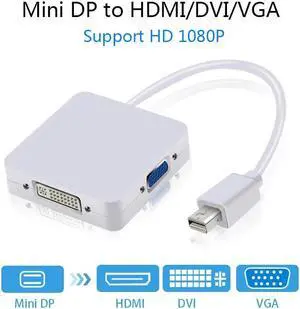 Resolution 3 In 1 Mini DisplayPort To HDMI/DVI/VGA Display Port Cable Adapter for PC  MacBook Projector Samart TV