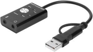 2.0+Type C to 3.5mm Jack External Sound Card Microphone Audio Adapter for Win Mac Linux Android