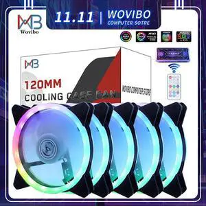120mm Computer Cooling Fan PC RGB Case Fan Cooler Adjustable PWM RGB Led 12V Mute PC Case Fans 6Pin Interface Synchronization