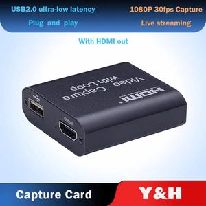 HDMI Video Game Capture Card USB2.0 HD 1080P Game Live Streaming Device with HDMI Out HDVC3