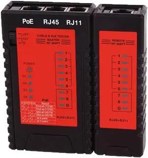 NF-468PT Network Cable Tester RJ45 RJ11 PoE Switch Tester for Ethernet LAN Cable Landline Phone Wire Testing Tool