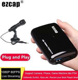 301 HD 1080P 60fps Video Capture Card HDMI To USB Live Streaming Plate Game Recording Box Mic Audio Input TV Loop Out