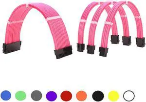 PSU ATX 24Pin Extension Cable 18AWG GPU 8Pin/ CPU 8Pin Power Cord Cable Kits Lone snakeskin net 4 In 1/ 10 Colors