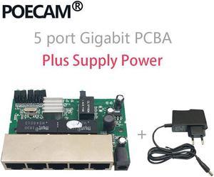 PCBA Module 5 Port 10/100/1000Mbps Gigabit networking switches factory US EU plug laptop package ethernet switch  lan hub power