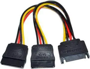 New Arrival 1 to 2 Splitter Cable SATA Power 15-pin Y-Splitter Cable Adapter Male to Female for HDD Hard Drive Black