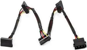 4pin to 2 3 4 SATA Power Splitter Sleeve Cable, 4 pin 90 Degree SATA Adapter Power Connector Spliter 4 HDD Hard Drive