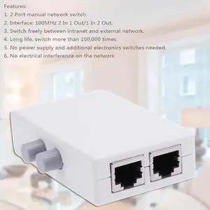 2 Port RJ45 Network Ethernet Network Box Switcher Dual Port Manual Sharing Switch Adapter HUB 2 Port Network Switch