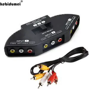 High Quality 3 Ports Black Selector Video Game Switch Cable AV RCA for TV DVD