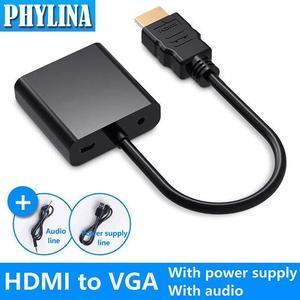 1PCS 1080P HDMI to VGA Adapter Digital to Analog Converter Cable with Audio For PS4 PC Laptop TV Box to Displayer HDTV 1080P