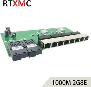 8UTP&2SC 10/100/1000M Gigabit Ethernet switch Ethernet Fiber Optical Media Converter Single Mode 8*RJ45 UTP and 2*SC fiber