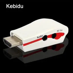 HDMI to VGA Adapter Male to Female Conversion Connector 1080P for Tablet Laptop HDTV DVD with 3.5mm audio Cable USB Power Cable