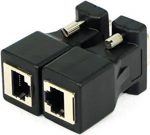 1 Pair Male to Male Adapter VGA Extender Male Female to LAN RJ45 CAT5 CAT6 20M Network Cable Adapter Male to Male Gadgets