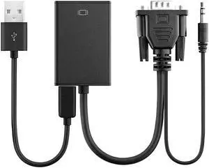 2020 New VGA To HDMI Converter 1080P Hd Adapter With Audio Cable Plug And Play Design Supports Up To 1080P Hd Resolution