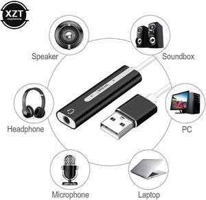 2 in 1 USB Sound Card Audio 7.1 Channel 3D 3.5mm Jack Headphone Adapter Soundcard for Mic Speaker Laptop Computer External