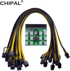 Power Module Breakout Board Kits with 12pcs 6Pin to 6+2 8Pin Power Cable for  1200W 750W PSU GPU Mining Ethereum ETH