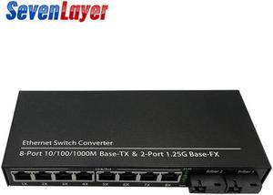 Optical Media Converter Gigabit Ethernet switch  10/100/1000M 8 RJ45 UTP and 2 SC  Port