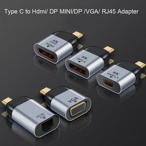 Type C to 4K HDMI VGA DisplayPort1.4 mini DP Cable Adapter RJ45 Lan Ethernet Converter for MacBook Pro   C Adapter