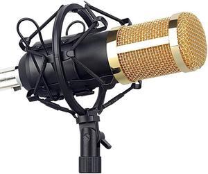 Kit Computer Condenser Mic with Arm Sound Card Pop Filter Windbreak for Gaming Podcasting Live Streaming Music