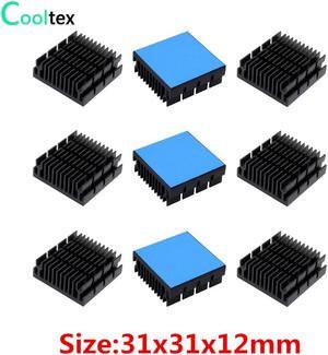 10pcs Aluminum Heatsink 31x31x12mm Heat Sink Radiator Cooling for Electronic Chip IC With Thermal Conductive Tape