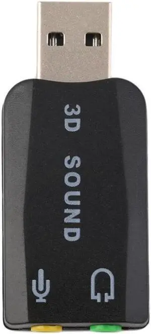 Lightweight Plug & Play USB 2.0 to 3D for Mic Speaker Audio Headset Sound Card Adapter 5.1 Channels for PC Laptop Black