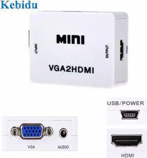 HD 1080P MINI VGA2HDMI Audio Video VGA To HDMI HD HDTV Video Converter Box Adapter For PC Laptop DVD High quality