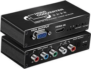 to YPbPr Scaler 1080P  to Component RGB/5RCA or VGA Scaler Converter with Toslink SPDIF Audio Output for PC PS4
